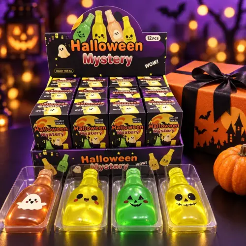Glow-in-the-Dark Ghost Squishy Fidget Toy – Halloween Slow-Rebound Sensory Stress Relief Cube for Adults