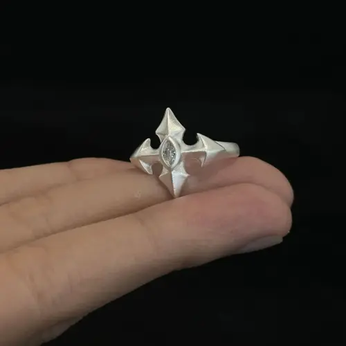 Women's Starburst Cross Adjustable Open Ring – Trendy Aesthetic Statement Jewelry