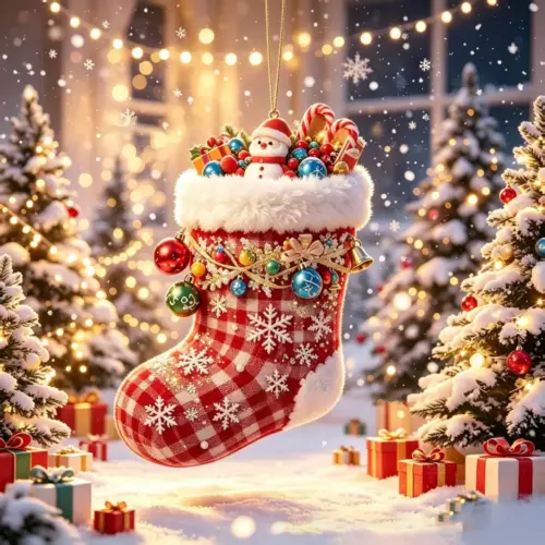 Festive Acrylic Christmas Keychain & Tree Ornament – Holiday Bag Charm & Gift Pendant