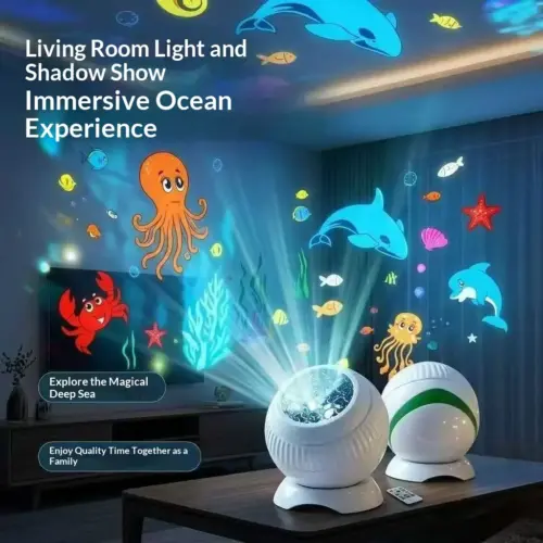 Dynamic Starry Sky Rotating Night Light Projector – Multi-Theme Galaxy & Ocean Ambient Lamp