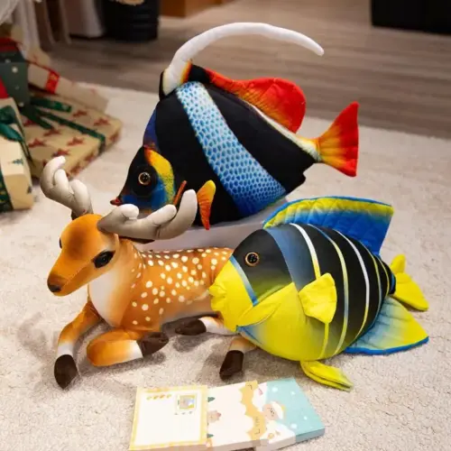 Ultra-Soft Decorative Fish & Animal Plush Pillow – 3D Stuffed Cuddle Toy for Kids & Home Decor