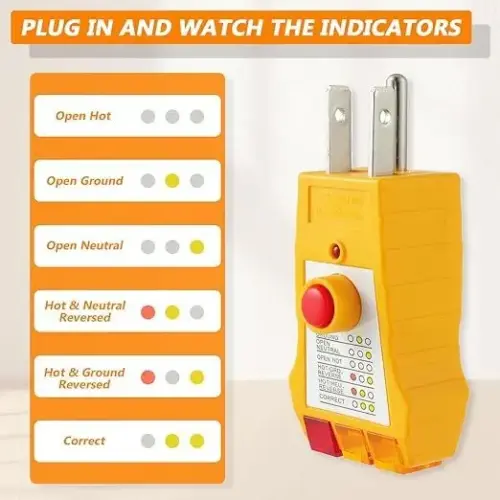 Professional Outlet Circuit Tester - Electrical Receptacle & Grounding Checker for Home and Factory Safety