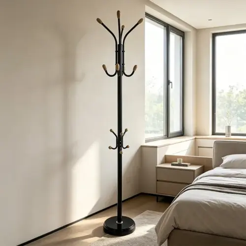 Modern Minimalist Space-Saving Garment Rack – Heavy-Duty Black Iron Clothes Storage Organizer