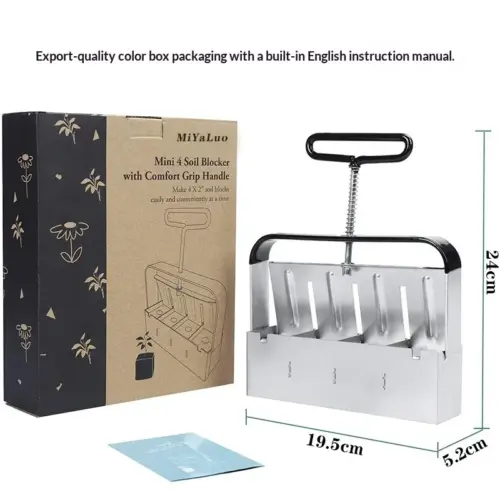 Heavy-Duty Manual Soil Block Maker - Durable Steel Seedling & Seed Starting Tool