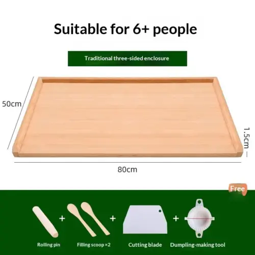 Extra Large Bamboo Pastry & Dough Rolling Board (80 x 50 cm) - Heavy Duty Wooden Kneading & Cutting Board for Bread, Pasta, and Dumplings