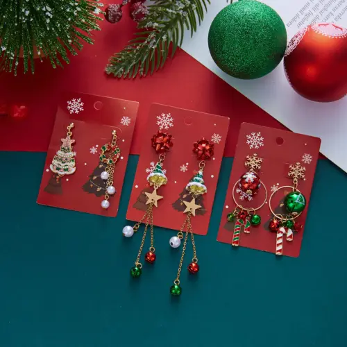 Festive Forest Christmas Tree Dangle Earrings – Whimsical Holiday Charm Jewelry for Women