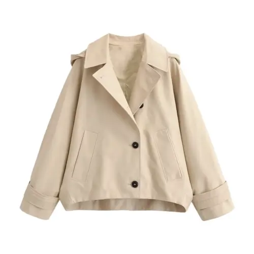 Women's Chic Hooded Cape Trench Coat – Asymmetrical Puff-Sleeve Slim Fit Jacket