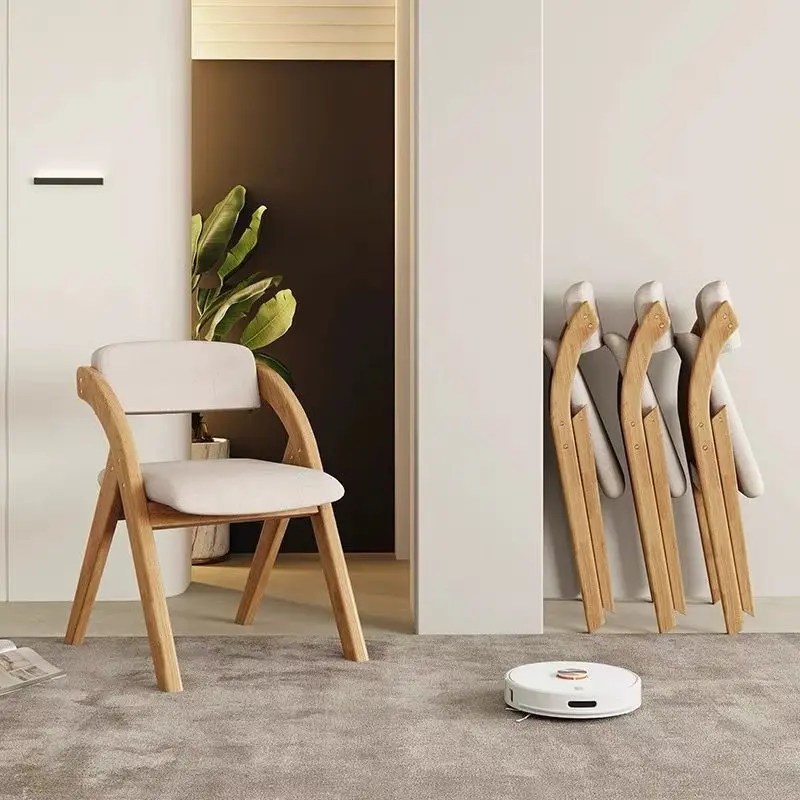 Nordic Solid Wood Folding Dining & Desk Chair – Modern Space-Saving Accent Seat