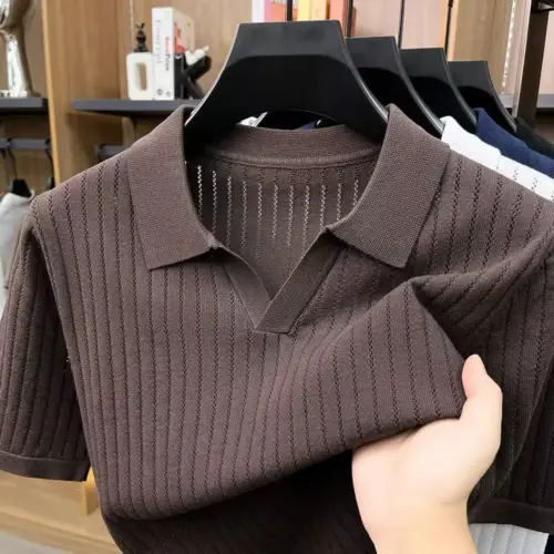 Men's Classic Short-Sleeve Knit Polo Shirt - Lightweight Casual Pullover