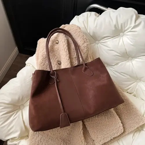 Women's Vintage Frosted Suede Shoulder Bag – Elegant Large-Capacity Tote & Commuter Underarm Handbag