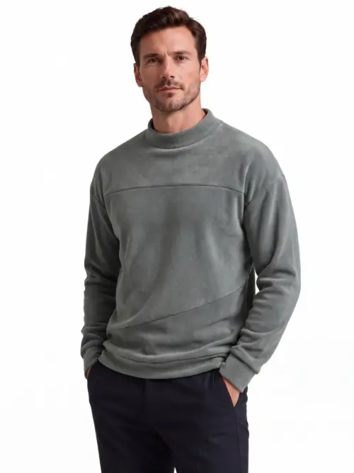 Men's Thickened Fleece Half-Turtleneck Sweatshirt – Casual Drop-Shoulder Winter Pullover