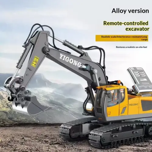 Remote Control Crawler Excavator & Construction Vehicle Playset - Multi-Function Rechargeable RC Digger with Lights & Sounds
