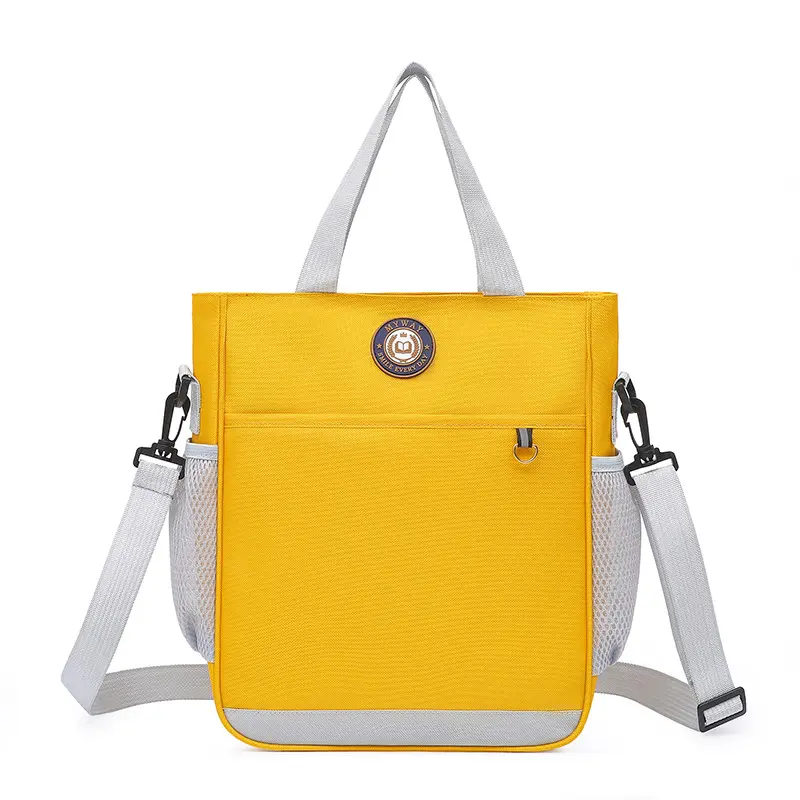 Kids' Waterproof Oxford Cloth Tutoring Tote Bag – Lightweight Shoulder & Handheld School Art File Bag (Yellow)