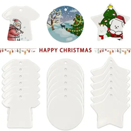 Holiday Elegance Ceramic Christmas Ornament - Classic Hanging Tree Pendant