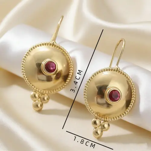 Vintage Palace-Style Geometric Round Crystal Earrings – Elegant Rhinestone Statement Jewelry