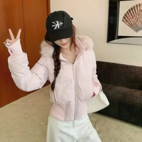Women's Winter Hooded Padded Puffer Coat with Detachable Faux Fur Collar