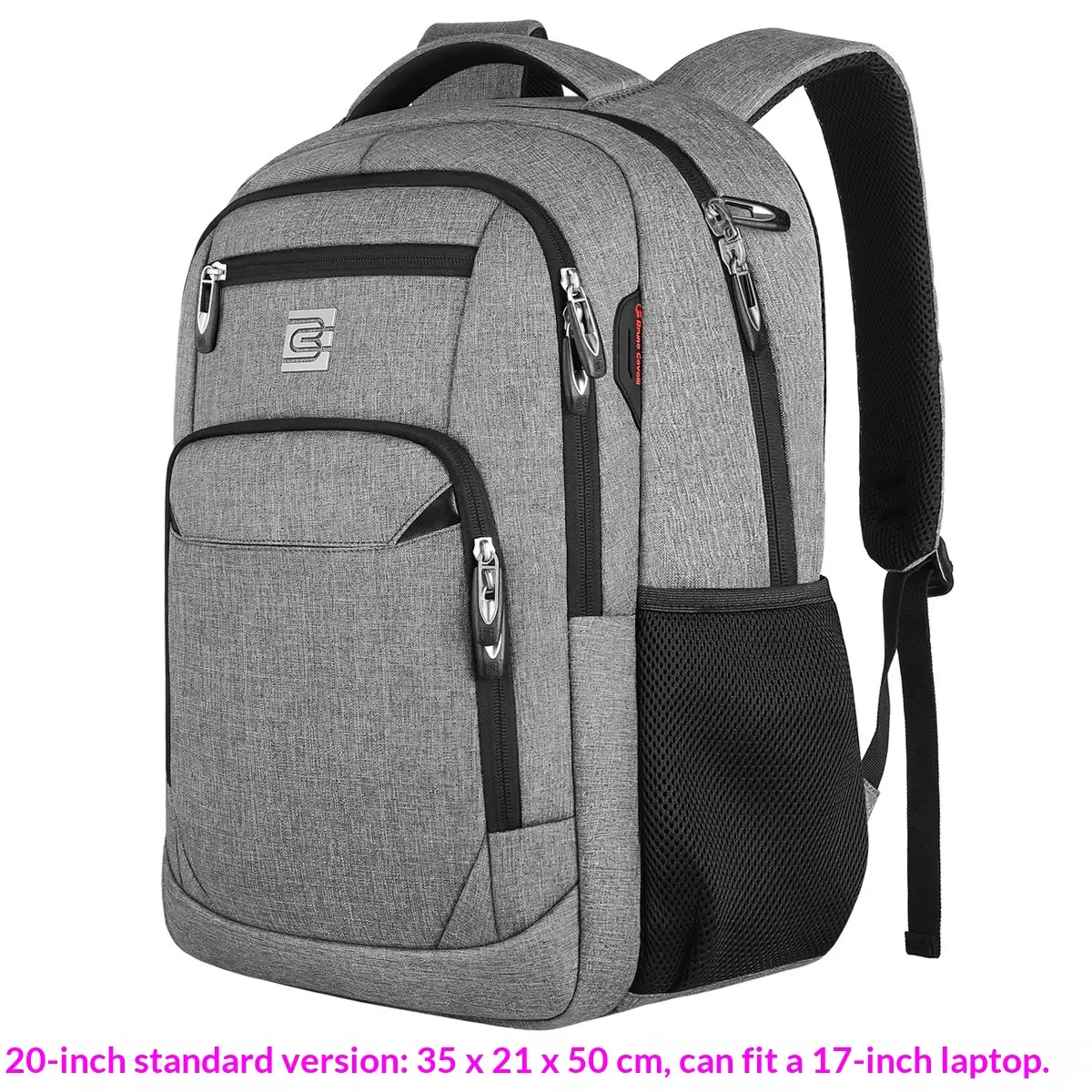 Multifunctional Waterproof Laptop Backpack (16-17 Inch) - Unisex Business Travel & College Daypack in Dark Grey