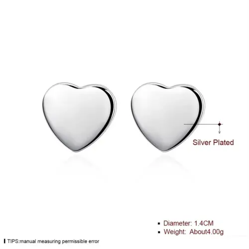 Minimalist Silver-Plated Heart Stud Earrings for Women – Chic & Modern Everyday Jewelry