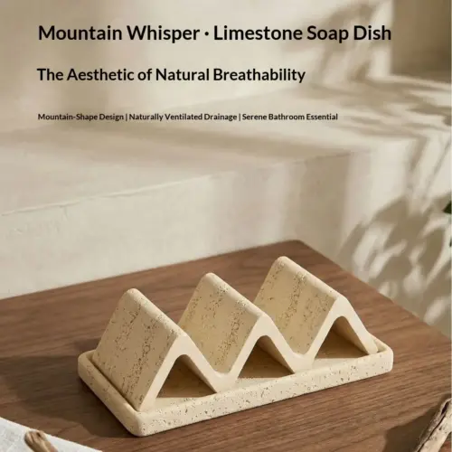 Natural Travertine Stone Soap Dish – Elegant Minimalist Soap Tray for Bathroom & Kitchen