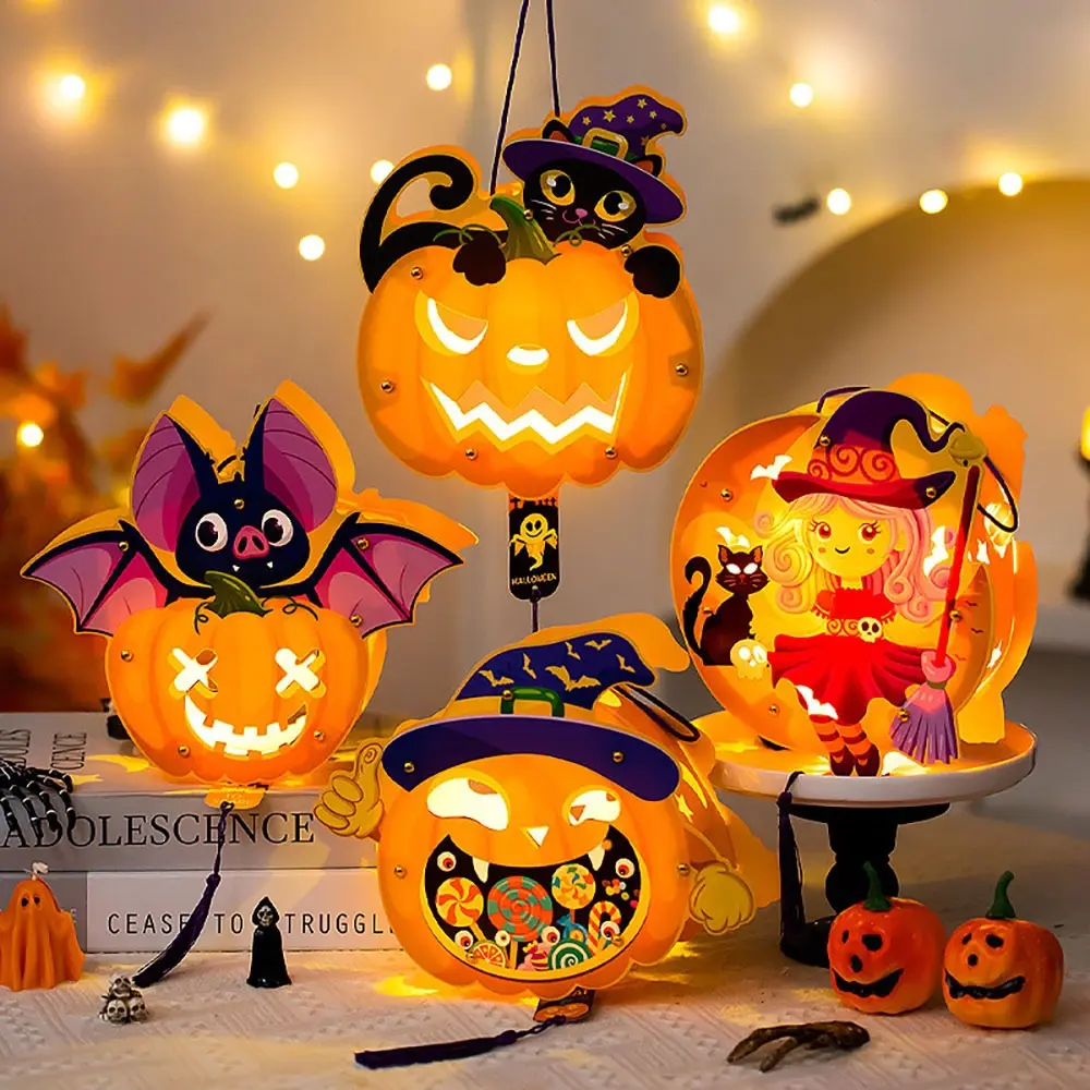 Handmade DIY Halloween Luminous Portable Lantern – Light-Up Spooky Party Decor & Trick-or-Treat Toy