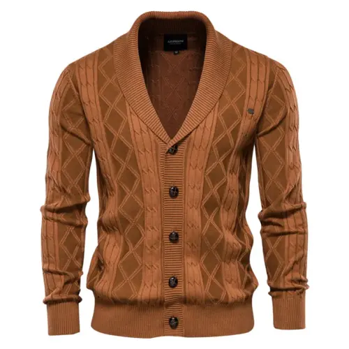 Men's Classic V-Neck Knit Cardigan Sweater - Casual Loose Fit Long-Sleeve Button-Up Jacket