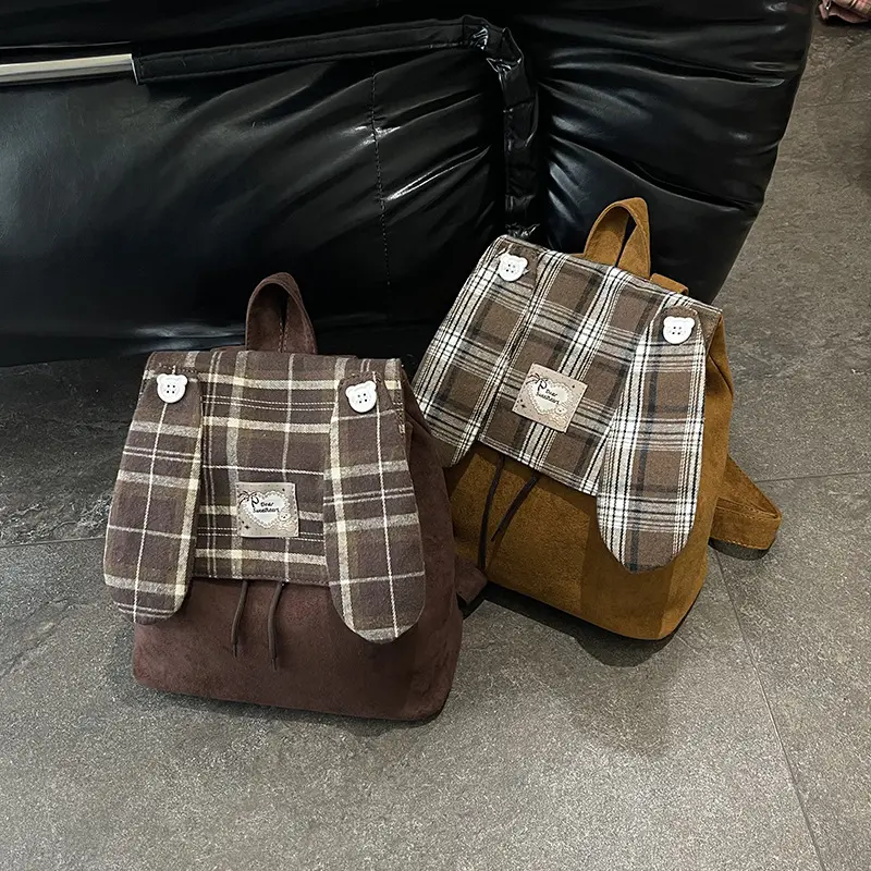 Women's Plaid Shoulder Bag - Large Capacity Soft Suede Everyday Tote Bag