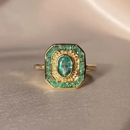 Vintage Geometric Gold Ring for Women - Elegant Alloy Statement Band