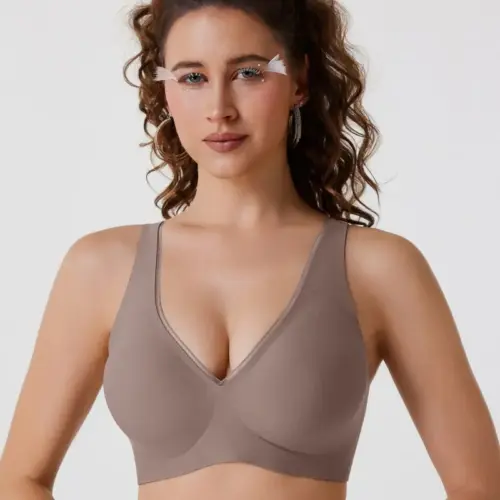 Women's Seamless Wireless Deep-V Push-Up Bra – Back-Smoothing Jelly Strap Comfort Bra