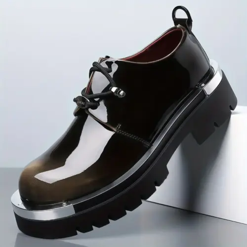 Men's British-Style Chunky Leather Derby Shoes – Height-Increasing, Non-Slip & Breathable Casual Dress Shoes