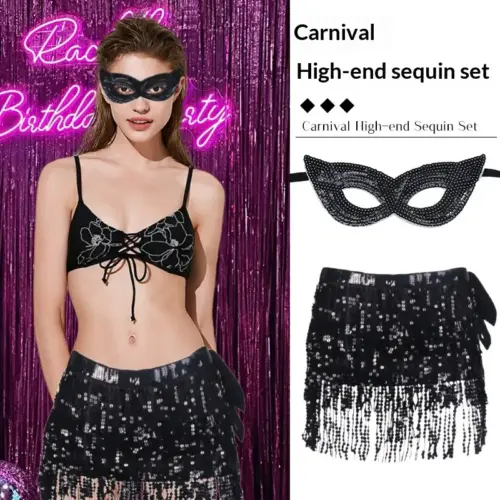Glamorous Glitter Sequined Masquerade Mask – Elegant Costume Eye Mask for Balls, Parties & Performances