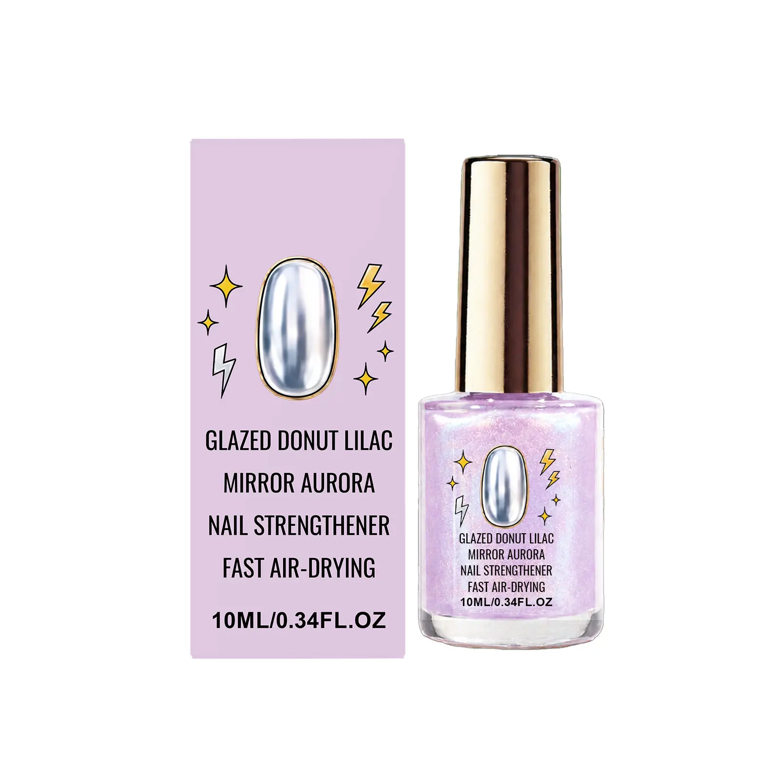 High-Shine Mirror Gloss Nail Polish (10ml) – Elegant Soft Light Purple Tint
