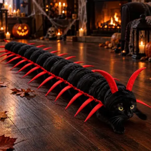 Creative Centipede Cat Costume - Handcrafted Embroidered Pet Cosplay Outfit