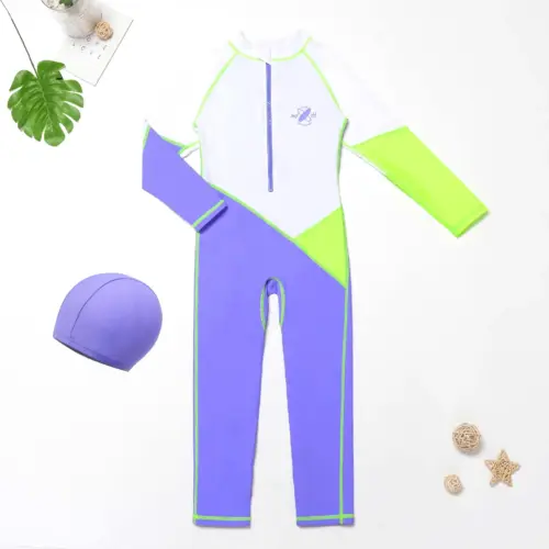 Kids Long Sleeve One-Piece Swimsuit - UV Sun Protection Quick-Dry Rash Guard for Boys and Girls