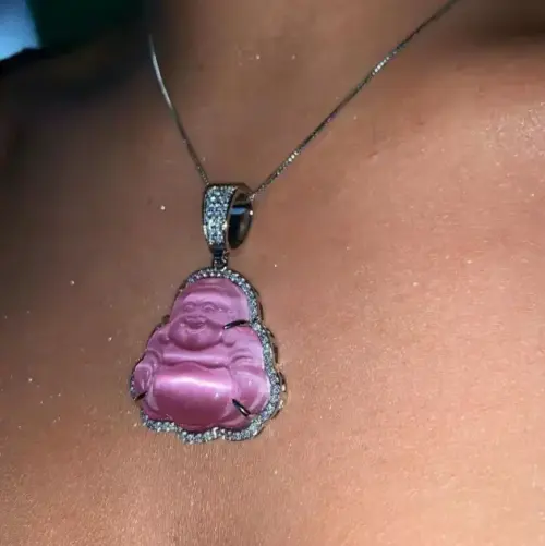 Gold-Inlaid Glass Buddha Pendant Necklace – Urban Hip-Hop Streetwear Chain