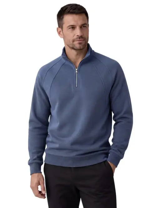 Men's Half-Zip Mock Neck Sweatshirt – Casual Autumn Raglan Sleeve Pullover