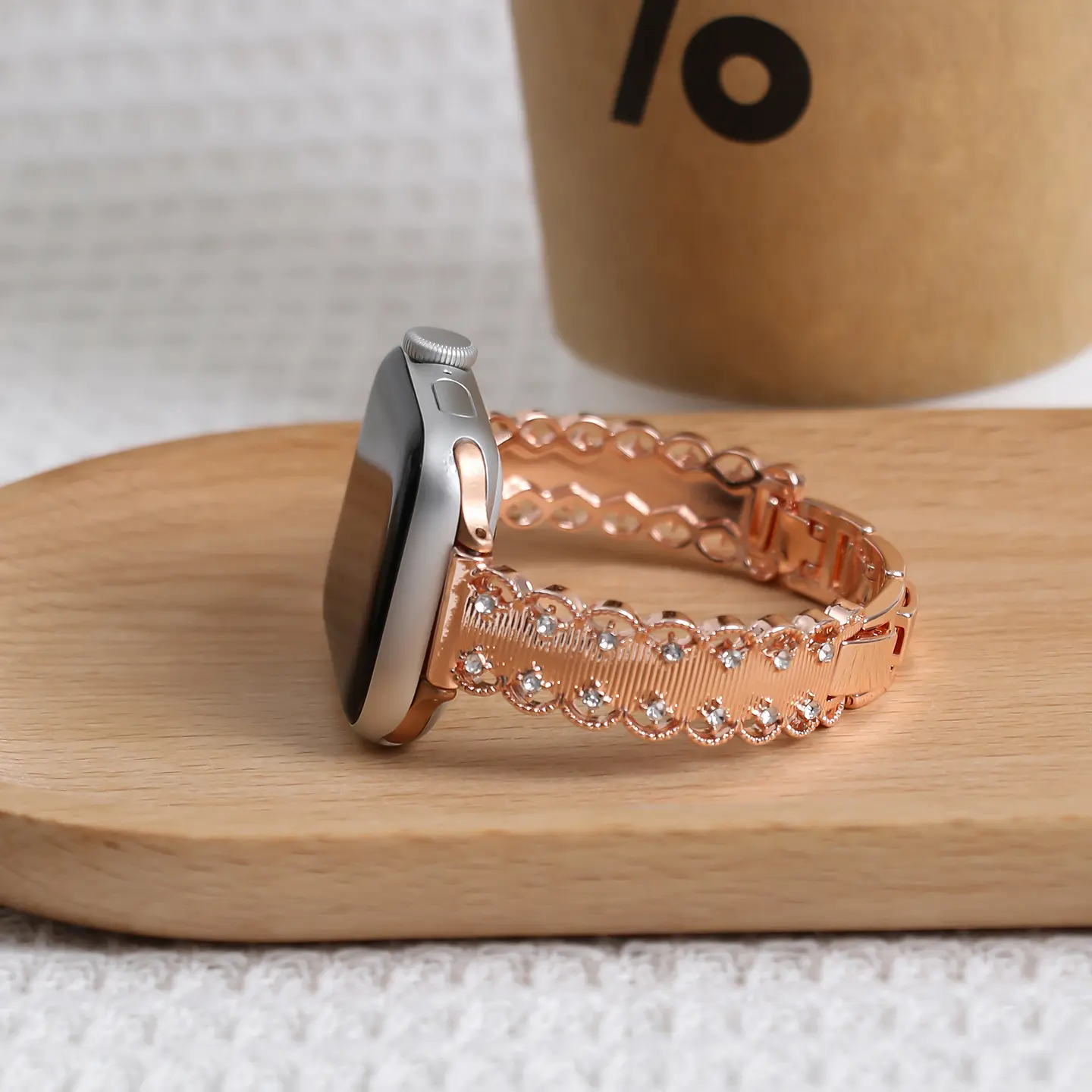 Elegant Lace Zircon Jewelry Smartwatch Band for Apple Watch Series 10 & Xiaomi Mi Band 9