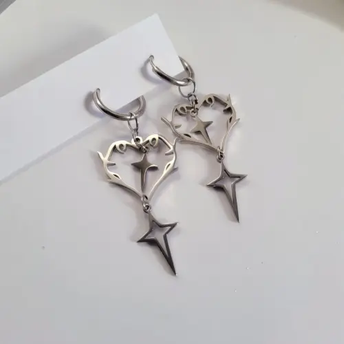 Chic Hollow Heart Enamel Earrings for Women – Polished Stainless Steel Statement Jewelry