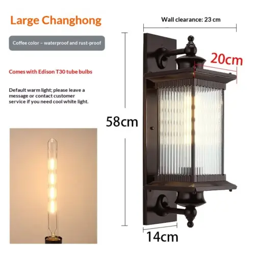 Modern 58cm Outdoor Solar Waterproof Wall Light – Premium Alloy Exterior Sconce in Coffee Finish