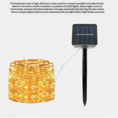 Solar Outdoor String Lights - Waterproof IP65 Ambient Fairy Lighting with 8 Modes for Garden, Patio & Holiday Decor