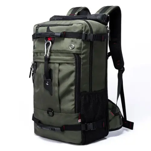 Men's Large Capacity Multi-Functional Travel Backpack (36-55L) - Waterproof Business Leisure & Outdoor Mountaineering Bag in Military Green