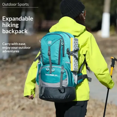 50L Expandable Hiking Backpack - Lightweight Nylon Outdoor Travel & Trekking Daypack