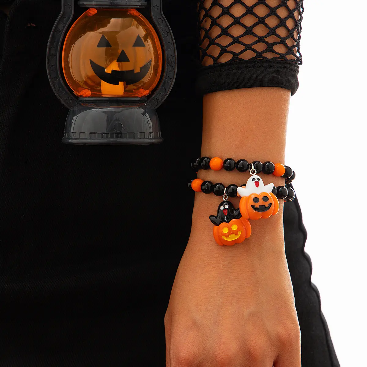 Cute Cartoon Pumpkin Charm Bracelet – Quirky Handmade Halloween & Fall Party Accessory