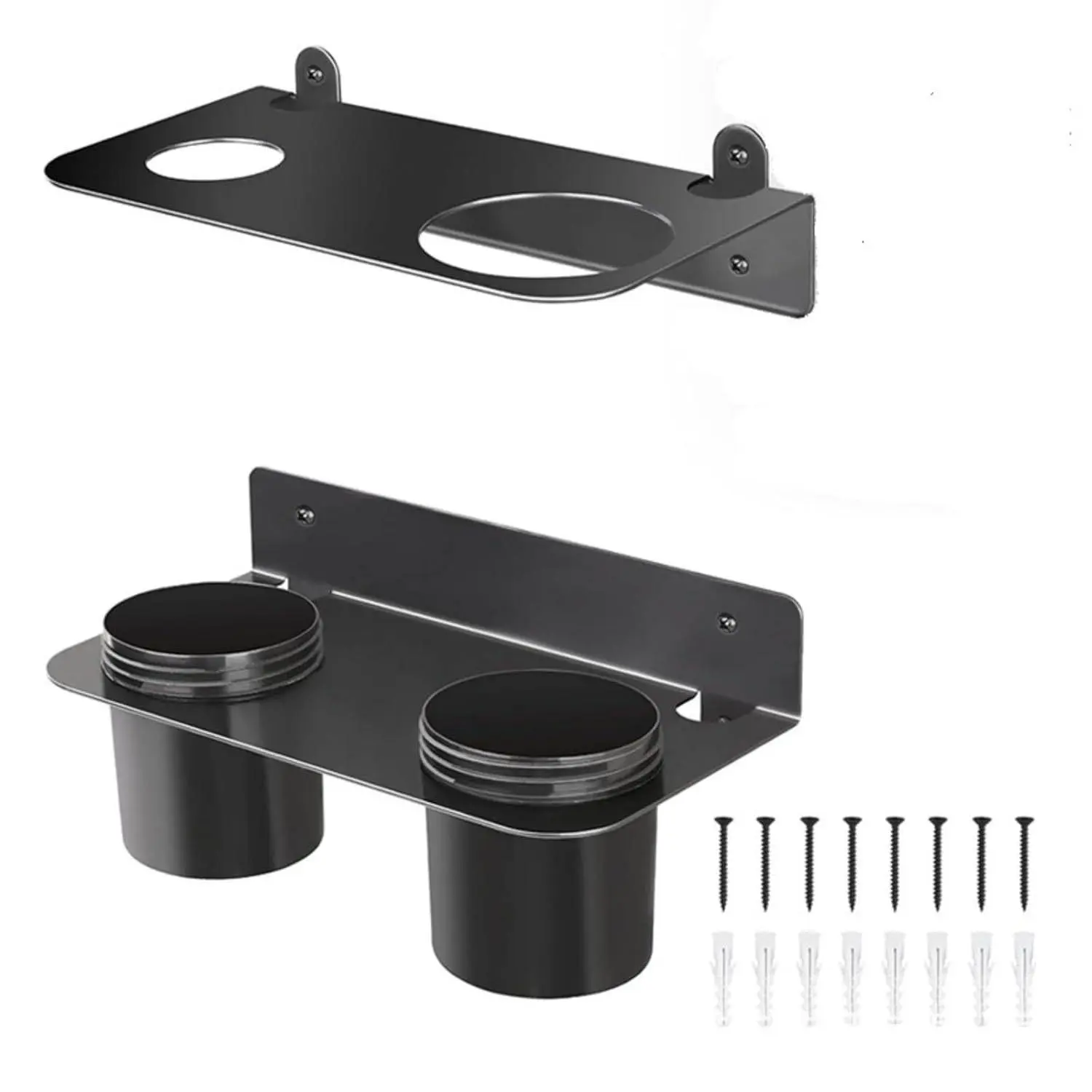 Modern 2-Tier Wall-Mounted Iron Funnel & Bottle Storage Rack