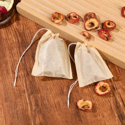 100 Pcs Premium Disposable Tea Filter Bags - Natural Filter Paper Infuser Sachets for Loose Leaf Tea, Herbs & Spices