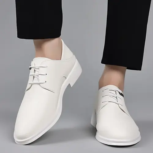 Men's British Style Pointed-Toe Dress Shoes – Classic Microfiber Leather Business Formal Oxfords