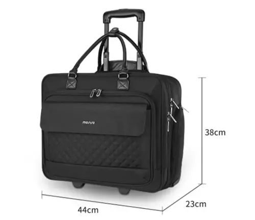 18-Inch Handheld Trolley Briefcase – Compact Rolling Carry-On Luggage & Business Travel Bag