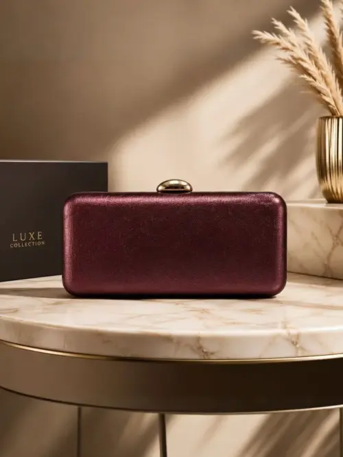 Elegant Metallic Evening Clutch Bag for Women – Luxury Square Banquet & Cocktail Handbag