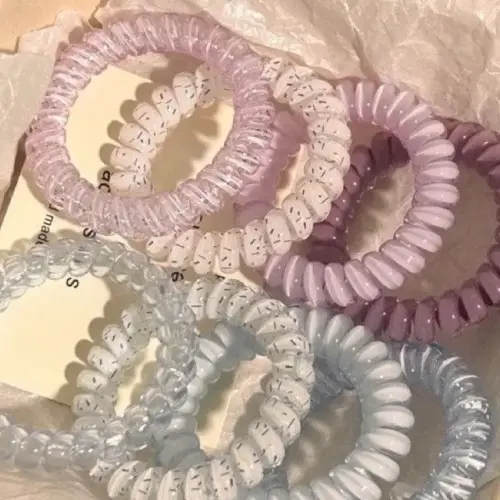 Korean-Style Traceless Spiral Hair Ties - Polka Dot Coil Elastic Hair Bands
