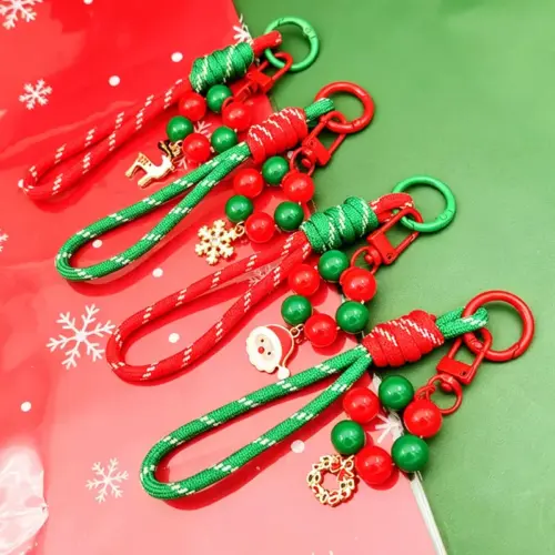 Festive Christmas Keychain & Phone Charm – Holiday Zinc Alloy Pendant Featuring Santa Claus, Reindeer & Snowflakes