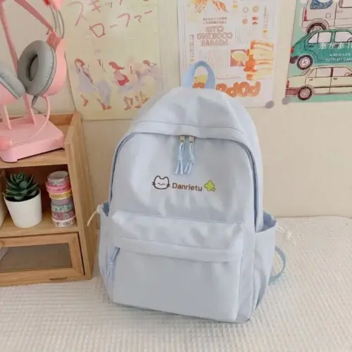Lightweight Japanese Style School Backpack – Ergonomic Pastel Blue Campus Daypack for College, Travel & Daily Commute